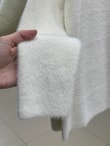 Adora Kalp Düğmeli Sakallı Hırka-KR3198 Beyaz