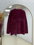 Adora Kalp Düğmeli Sakallı Hırka-KR3198 Bordo