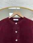 Adora Kalp Düğmeli Sakallı Hırka-KR3198 Bordo