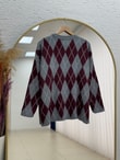 Adriana Baklava Desen Triko Kazak-Zİ5581 Bordo