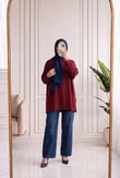 Afife Etek Yanı Yırtmaçlı Tunik-MF1934 Bordo