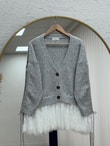 Ahucemal Kolu Ve Altı Dantelli Triko Hırka-KR6090 Gri