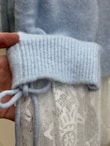 Ahucemal Kolu Ve Altı Dantelli Triko Hırka-KR6090 Mavi