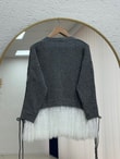 Ahucemal Kolu Ve Altı Dantelli Triko Hırka-KR6090 Antrasit