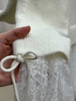 Ahucemal Kolu Ve Altı Dantelli Triko Hırka-KR6090 Ekru