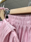 Akibe Kendinden Desenli Vual Pantolonlu Takım-ML2138 Pembe