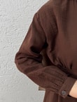 Alaz Gizli Patlı Müslin Uzun Tunik-ML2105 Kahve