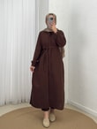Alaz Gizli Patlı Müslin Uzun Tunik-ML2105 Kahve