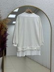 Albina Ful Taşlı Altı Piliseli Oversize Tunik-NA828 Ekru