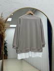 Albina Ful Taşlı Altı Piliseli Oversize Tunik-NA828 Taş