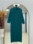 Alecia Reglan Kol Logolu Selanik Elbise-NA2368 Petrol Yeşili