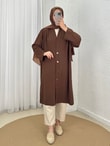 Almila Düğmeli Hırka-BN3541 Kahve