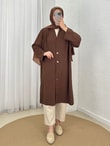 Almila Düğmeli Hırka-BN3541 Kahve