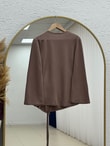 Armina Büzgülü Geniş Kollu Bluz-SS13231 Sütlü Kahve