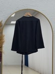 Armina Büzgülü Geniş Kollu Bluz-SS13231 Siyah