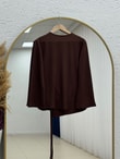 Armina Büzgülü Geniş Kollu Bluz-SS13231 Kahve