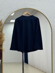 Armina Büzgülü Geniş Kollu Bluz-SS13231 Lacivert