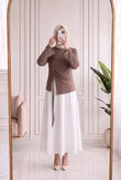 Armina Büzgülü Geniş Kollu Bluz-SS13231 Sütlü Kahve