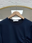 Armina Büzgülü Geniş Kollu Bluz-SS13231 Lacivert