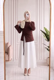 Armina Büzgülü Geniş Kollu Bluz-SS13231 Kahve