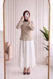 Armina Büzgülü Geniş Kollu Bluz-SS13231 Taş