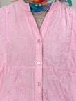 Asude Brode Desen Yarım Patlı Elbise-PE600 Pembe