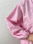 Asude Brode Desen Yarım Patlı Elbise-PE600 Pembe