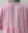 Asude Brode Desen Yarım Patlı Elbise-PE600 Pembe