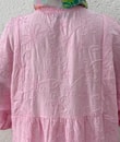 Asude Brode Desen Yarım Patlı Elbise-PE600 Pembe