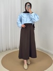 Ayben Düz Gabardin Etek-MA5928 Kahve