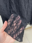 Ayça Dantel Dokulu Tül Elbise-PA9811 Siyah