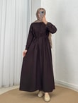 Ayçıl Nervürlü Modal Elbise-NA2407 Kahve