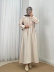 Ayçıl Nervürlü Modal Elbise-NA2407 Taş