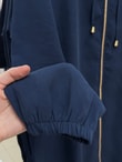 Ayfer Kapşonlu Fermuarlı Uzun Kap-MF1863 Lacivert