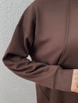 Aygen Önü Dikiş Detaylı Yanı Düğmeli Pantolonlu Takım-MF1890 Kahve