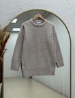 Aylin Bisiklet Yaka Altı Lastikli Oversize Kazak-Zİ7035 Taş
