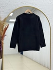 Aylin Bisiklet Yaka Altı Lastikli Oversize Kazak-Zİ7035 Siyah