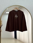 Aylira Çiçek Nakışlı Tunik-SS13252 Kahve