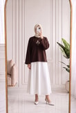 Aylira Çiçek Nakışlı Tunik-SS13252 Kahve