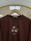 Aylira Çiçek Nakışlı Tunik-SS13252 Kahve