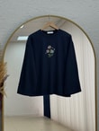 Aylira Çiçek Nakışlı Tunik-SS13252 Lacivert