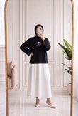 Aylira Çiçek Nakışlı Tunik-SS13252 Siyah