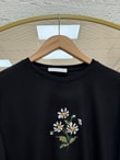 Aylira Çiçek Nakışlı Tunik-SS13252 Siyah