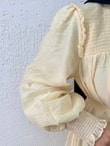 Aypare Göğsü Ve Kol Ucu Büzgülü Vual Elbise-PA9887 Sarı