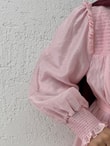 Aypare Göğsü Ve Kol Ucu Büzgülü Vual Elbise-PA9887 Pembe