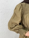 Aypare Göğsü Ve Kol Ucu Büzgülü Vual Elbise-PA9887 Yağ Yeşili