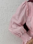 Aypare Göğsü Ve Kol Ucu Büzgülü Vual Elbise-PA9887 Pembe