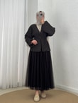 Ayperi Çizgili Önü Pensli Gömlek-BN4709 Kahve