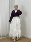 Ayperi Çizgili Önü Pensli Gömlek-BN4709 Mürdüm