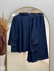 Ayşe Kolları Düğmeli Pantolonlu Kot Takım-LS7222 Lacivert